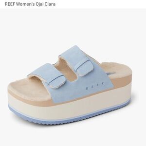 Reef Women's Ojai Ciara Pastel Blue Suede Platform Slide size 6